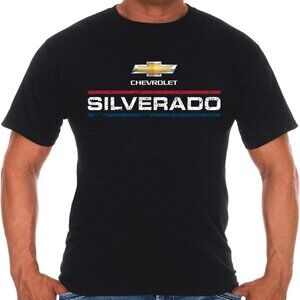 JH Design Men's Chevy Silverado Distressed Red White & Blue Logo T-Shirt